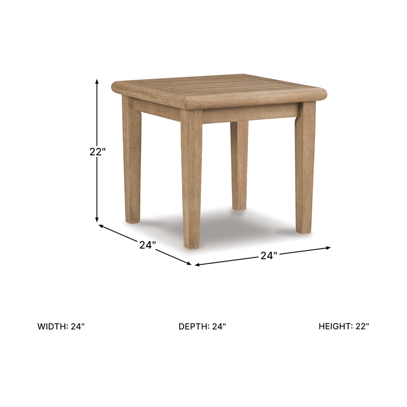 Bowery Hill Outdoor Eucalyptus Wood End Table with Slatted Top