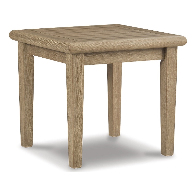 Bowery Hill Outdoor Eucalyptus Wood End Table with Slatted Top