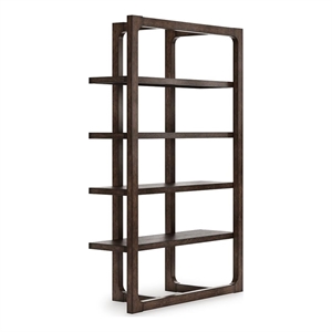 Bowery Hill Dark Brown 76&quot Home Office Bookcase with 4 Shelves