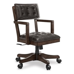 Bowery Hill Adjustable Faux Leather Home Office Desk Chair in Brown