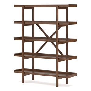 Bowery Hill Brown 70&quot Home Office Bookcase with 5 Fixed Shelves