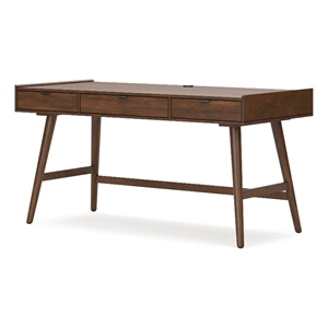 Bowery Hill Brown 60&quot Home Office Desk with 3 Drawers and Cord Slot