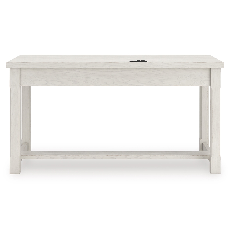 Bowery Hill White Home Office Desk with a Keyboard Drawer and USB