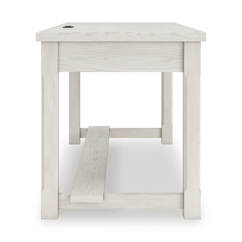 Bowery Hill White Home Office Desk with a Keyboard Drawer and USB