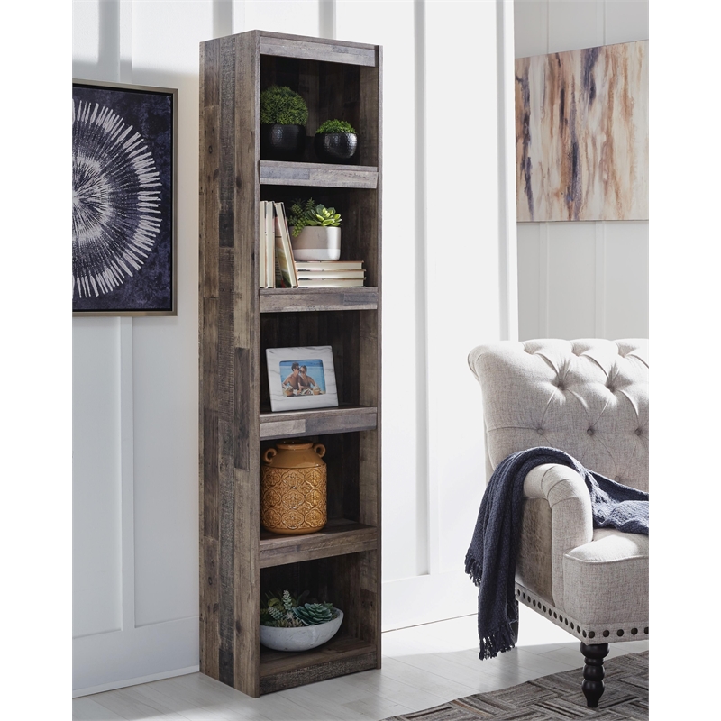 Bowery Hill Display Pier with 4 Shelves and Rustic Finish in Gray