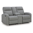 Bowery Hill Dual-Sided Reclining Loveseat with Storage Console in Gray