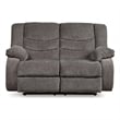 Bowery Hill Dual-Sided Reclining Loveseat with Pull-Tab in Gray