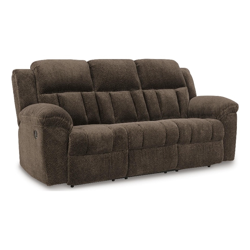 Bowery Hill Reclining Sofa with Pull-Tab Comfort in Chocolate