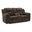 Bowery Hill Reclining Loveseat with Storage Console in Chocolate