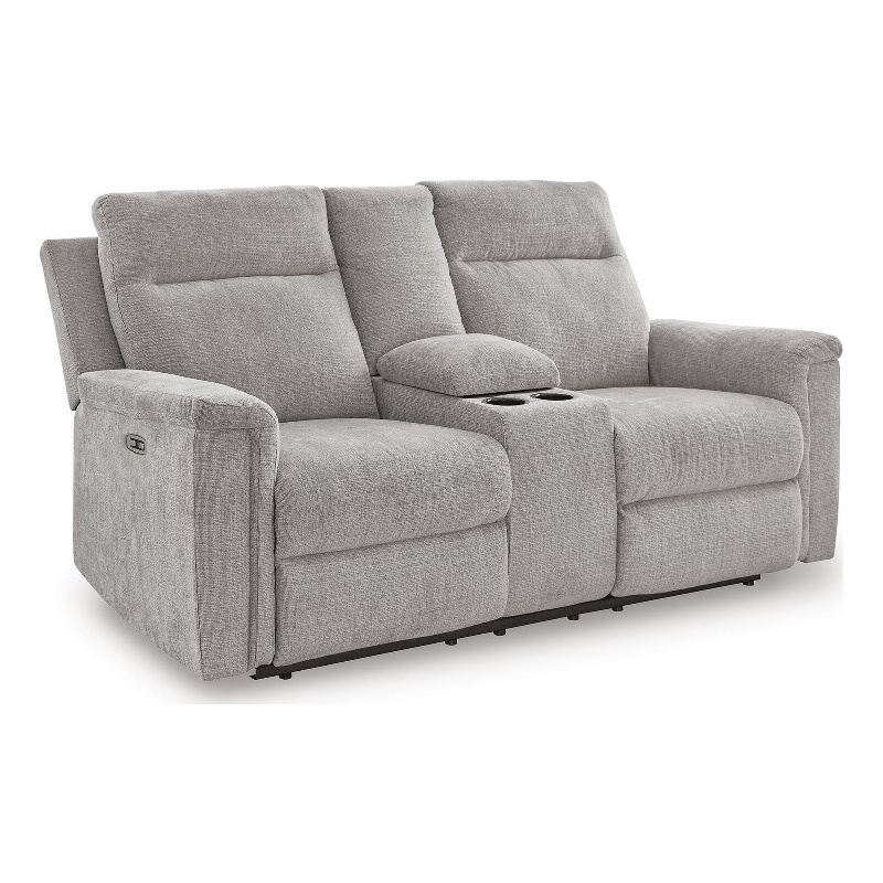 Bowery Hill Power Reclining Loveseat with Console and USB in Ash