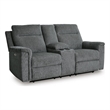 Bowery Hill Power Reclining Loveseat with Console and USB in Dark Gray