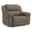 Bowery Hill Oversized Faux Leather Recliner with Pull-Tab in Gray