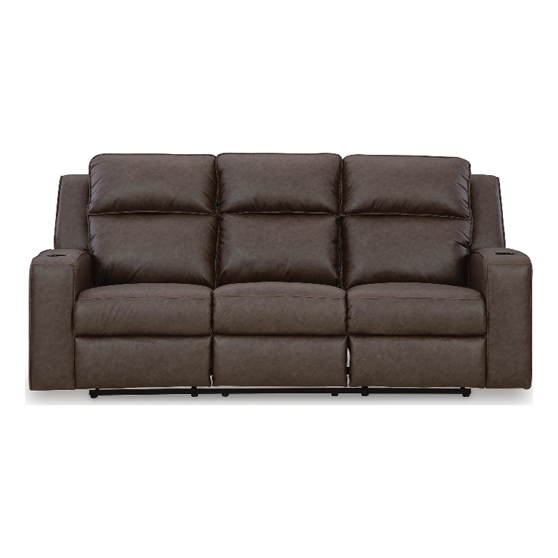 Bowery Hill Reclining Sofa with Drop-Down Table and USB in Brown