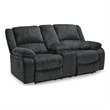 Bowery Hill Dual-Sided Reclining Loveseat with Console in Slate