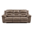 Bowery Hill Dual-Sided Power Reclining Faux Leather Sofa in Gray