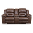 Bowery Hill Faux Leather Reclining Loveseat with Console in Chocolate