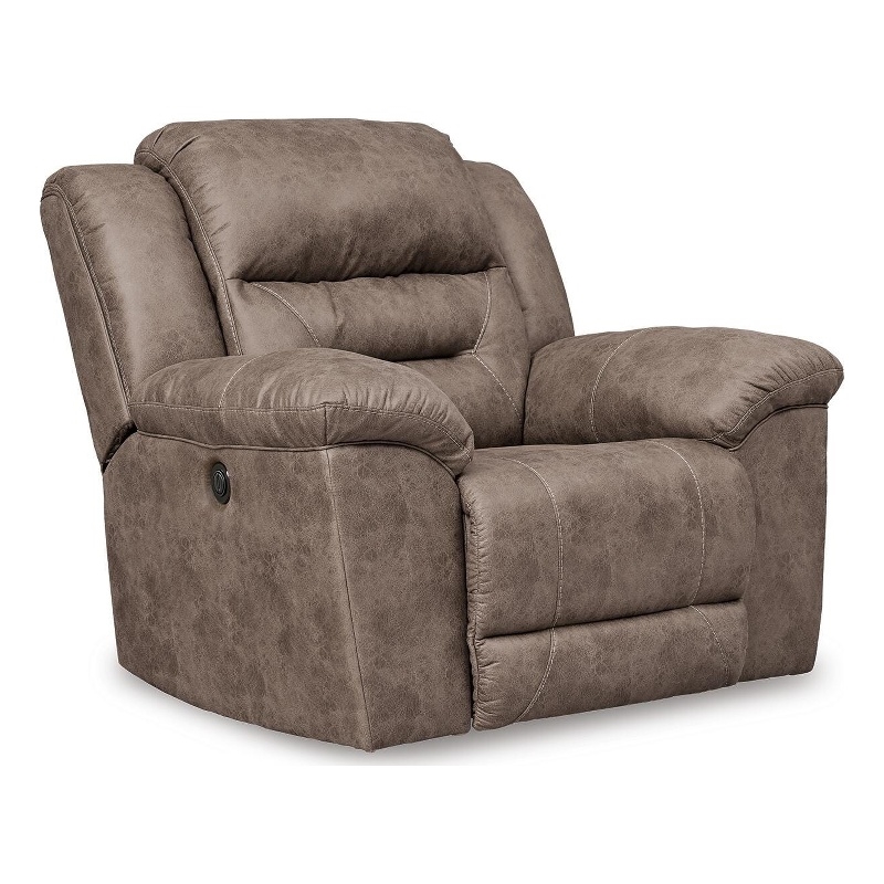 Bowery Hill Power Rocker Recliner with Faux Leather Upholstery in Gray