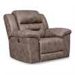 Bowery Hill Power Rocker Recliner with Faux Leather Upholstery in Gray