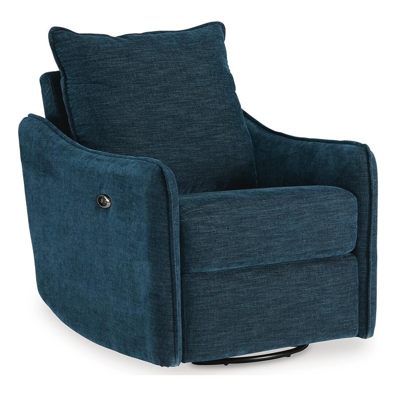 Bowery Hill Swivel Power Recliner with USB Charging Port in Navy
