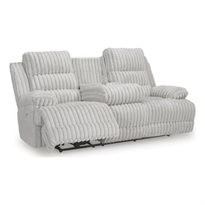 Bowery Hill Power Reclining Sofa with Drop-Down Table in Light Gray