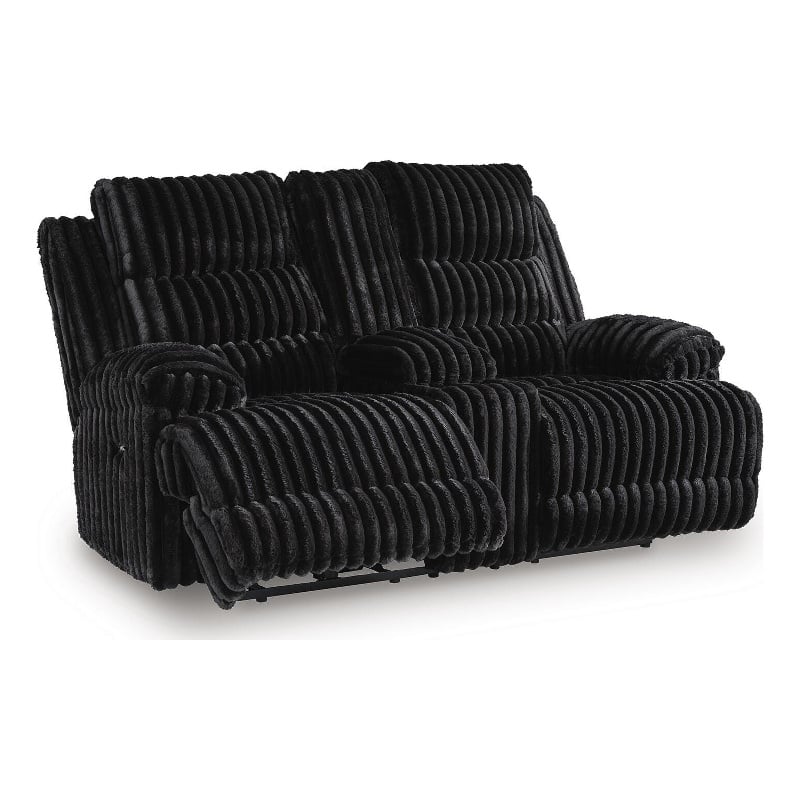 Bowery Hill Power Reclining Loveseat with Storage Console in Onyx