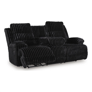 Bowery Hill Power Reclining Sofa with Drop-Down Table in Onyx