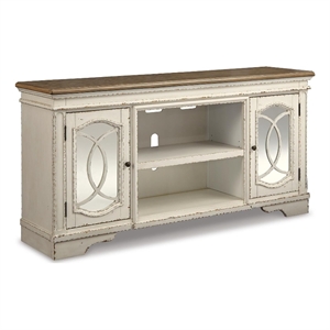 Bowery Hill 74&quot TV Stand with Mirrored Doors for TVs up to 85&quot in White
