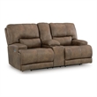 Bowery Hill Power Reclining Loveseat with Storage Console in Brown