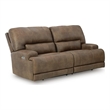 Bowery Hill Dual-Sided Power Reclining Sofa with Headrest in Brown