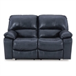 Bowery Hill Leather Power Reclining Loveseat with USB in Ocean