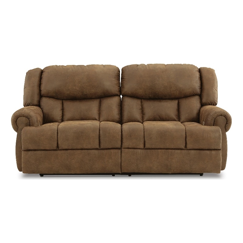 Bowery Hill Power Reclining Faux Leather Sofa with USB in Brown