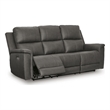 Bowery Hill Dual-Sided Power Reclining Sofa with Headrest in Dark Gray
