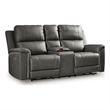 Bowery Hill Power Reclining Loveseat with Console in Dark Gray