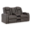 Bowery Hill Power Reclining Loveseat with Console and LED in Dark Gray