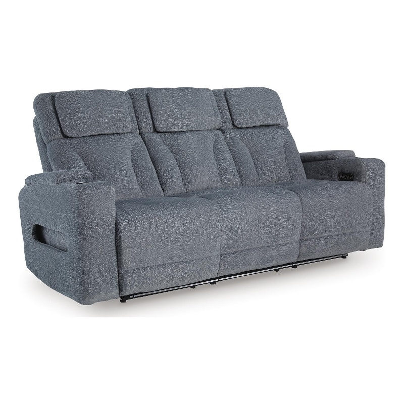 Bowery Hill Power Reclining Sofa with Adjustable Headrest in Steel