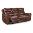 Bowery Hill Dual-Sided Power Reclining Sofa with Headrest in Mahogany