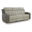 Bowery Hill Dual-Sided Power Reclining Sofa with Headrest in Gray