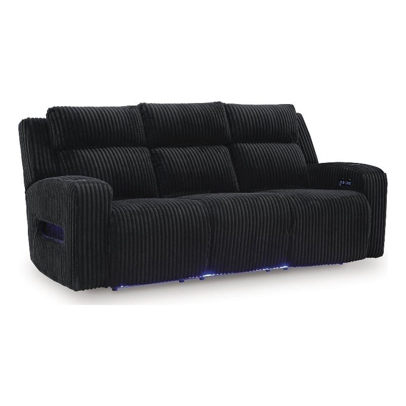 Bowery Hill Zero-Gravity Power Reclining Sofa with LED in Black