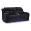 Bowery Hill Power Reclining Loveseat with Console and LED in Black