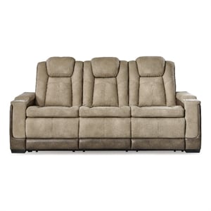 Bowery Hill Dual-Sided Power Reclining Sofa with Ottoman in Sand