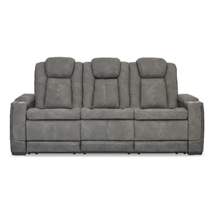 Bowery Hill Dual-Sided Power Reclining Sofa with Ottoman in Slate