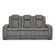 Bowery Hill Dual-Sided Power Reclining Sofa with Ottoman in Slate