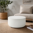 Bowery Hill Round Cement Coffee Table with Faux Concrete in Natural White