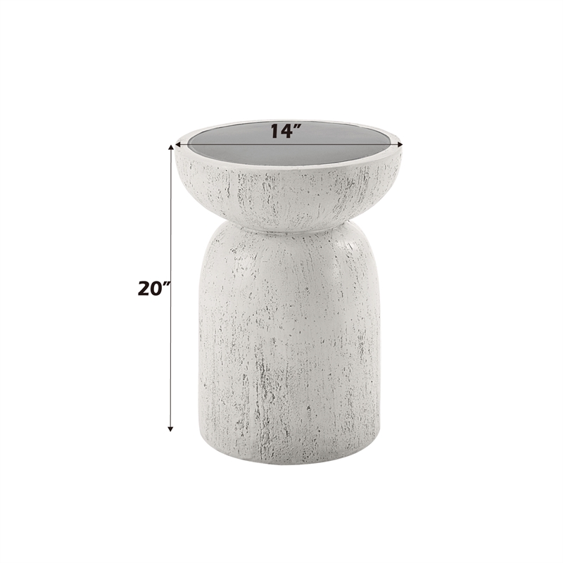 Bowery Hill Round Accent Table with Faux Concrete in Natural Gray
