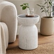 Bowery Hill Round Accent Table with Faux Concrete in Natural Gray