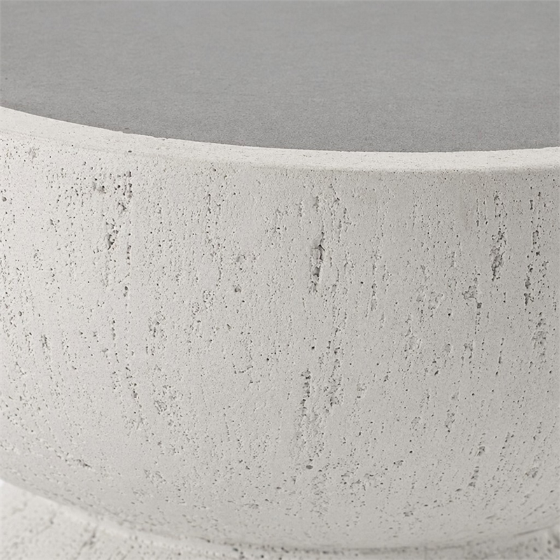 Bowery Hill Round Accent Table with Faux Concrete in Natural Gray