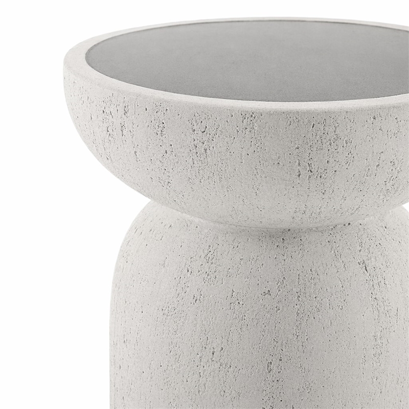 Bowery Hill Round Accent Table with Faux Concrete in Natural Gray