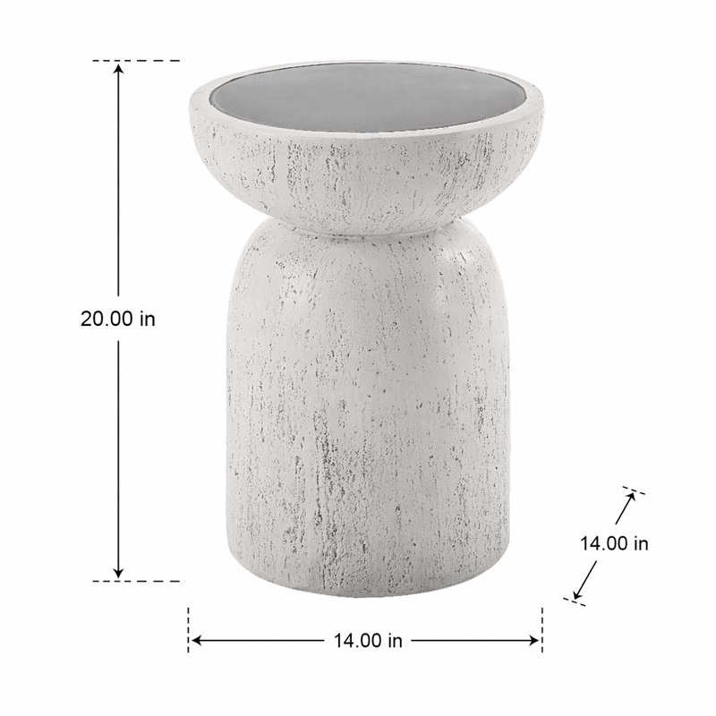 Bowery Hill Round Accent Table with Faux Concrete in Natural Gray