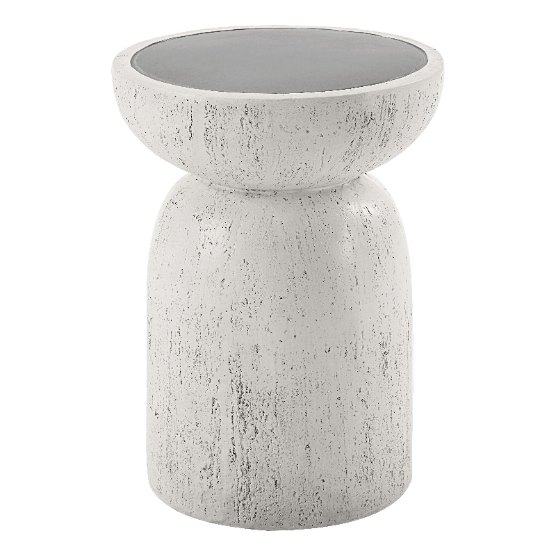 Bowery Hill Round Accent Table with Faux Concrete in Natural Gray