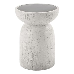 Bowery Hill Round Accent Table with Faux Concrete in Natural Gray